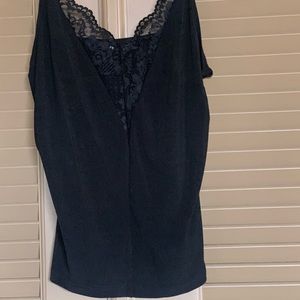 SHEIN Sz Sm New textured and Lace collar tank top